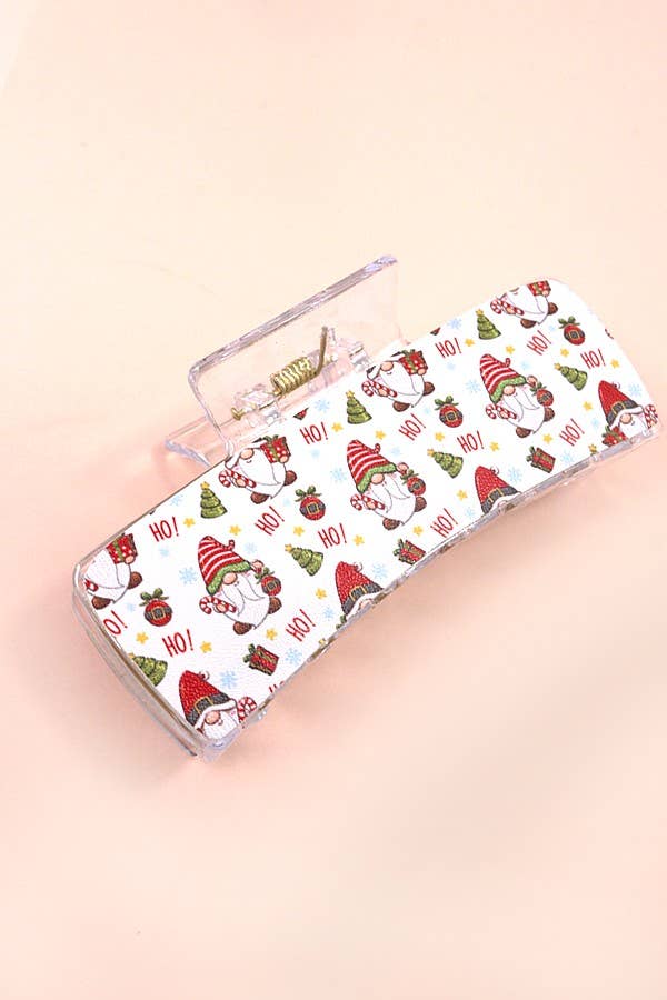 FAUX LEATHER CHRISTMAS HOLIDAY HAIR CLAW CLIP