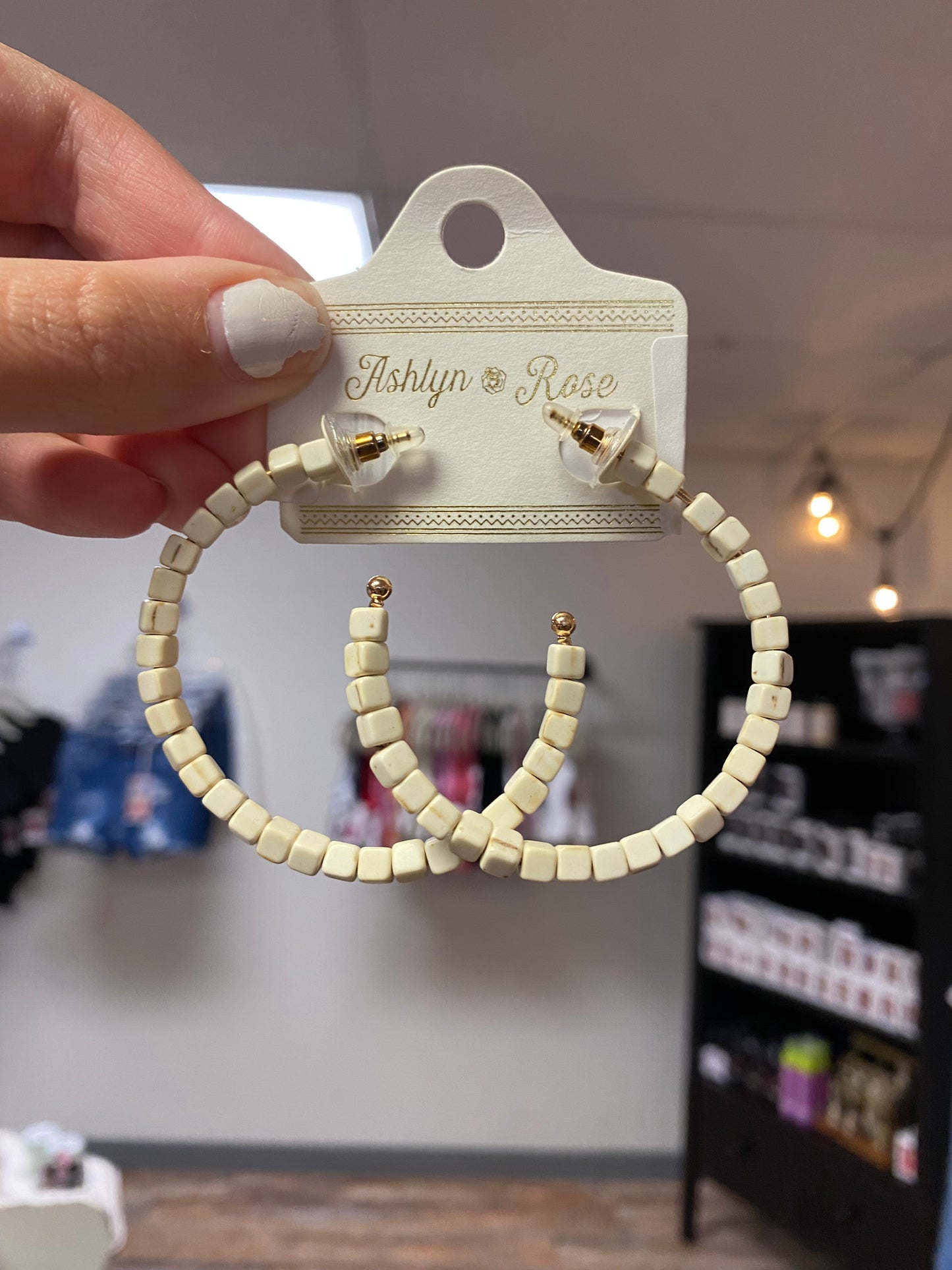 Square Beaded Hoop Earrings