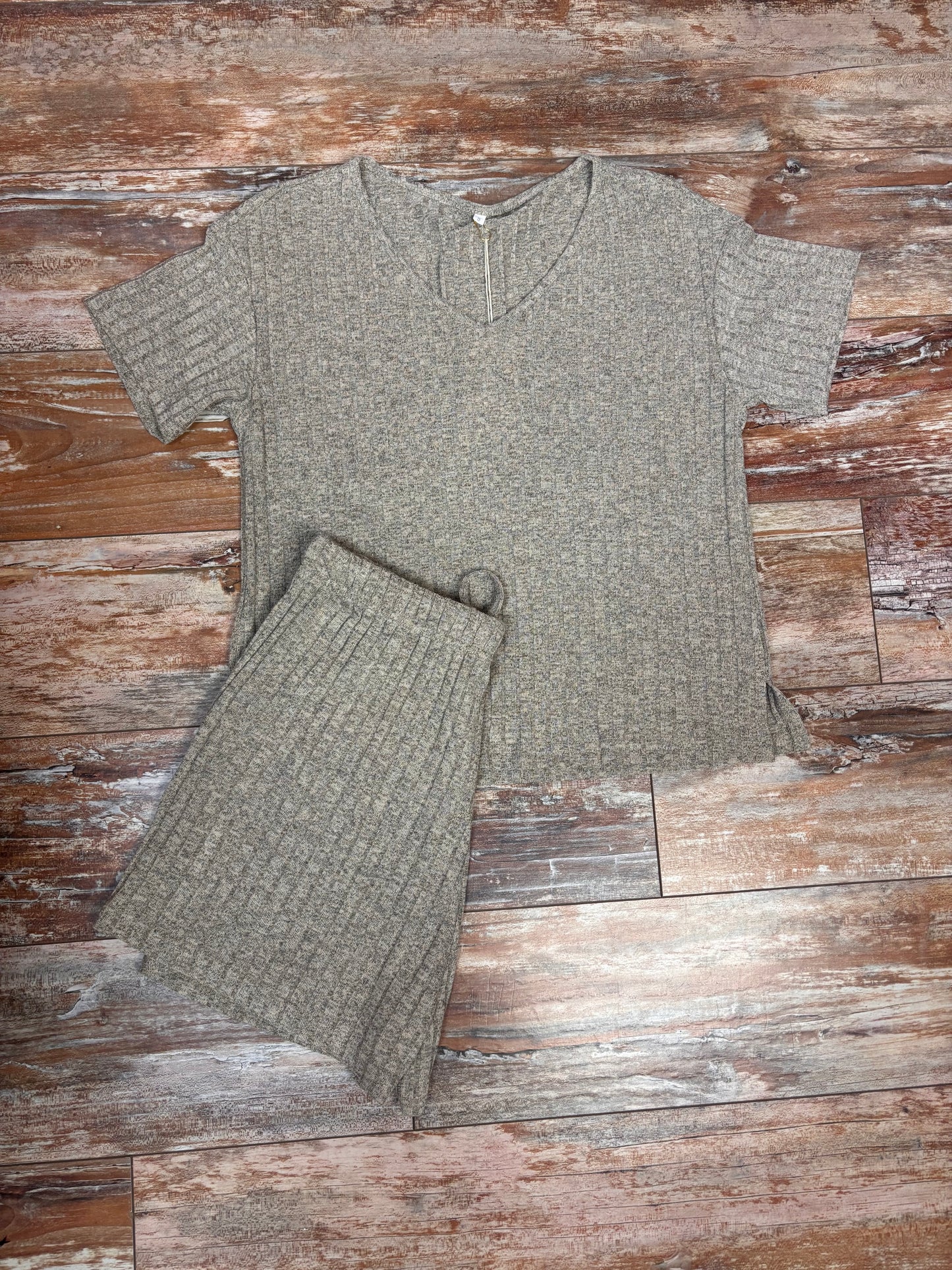 Solid Color Short-Sleeve Lounge Set