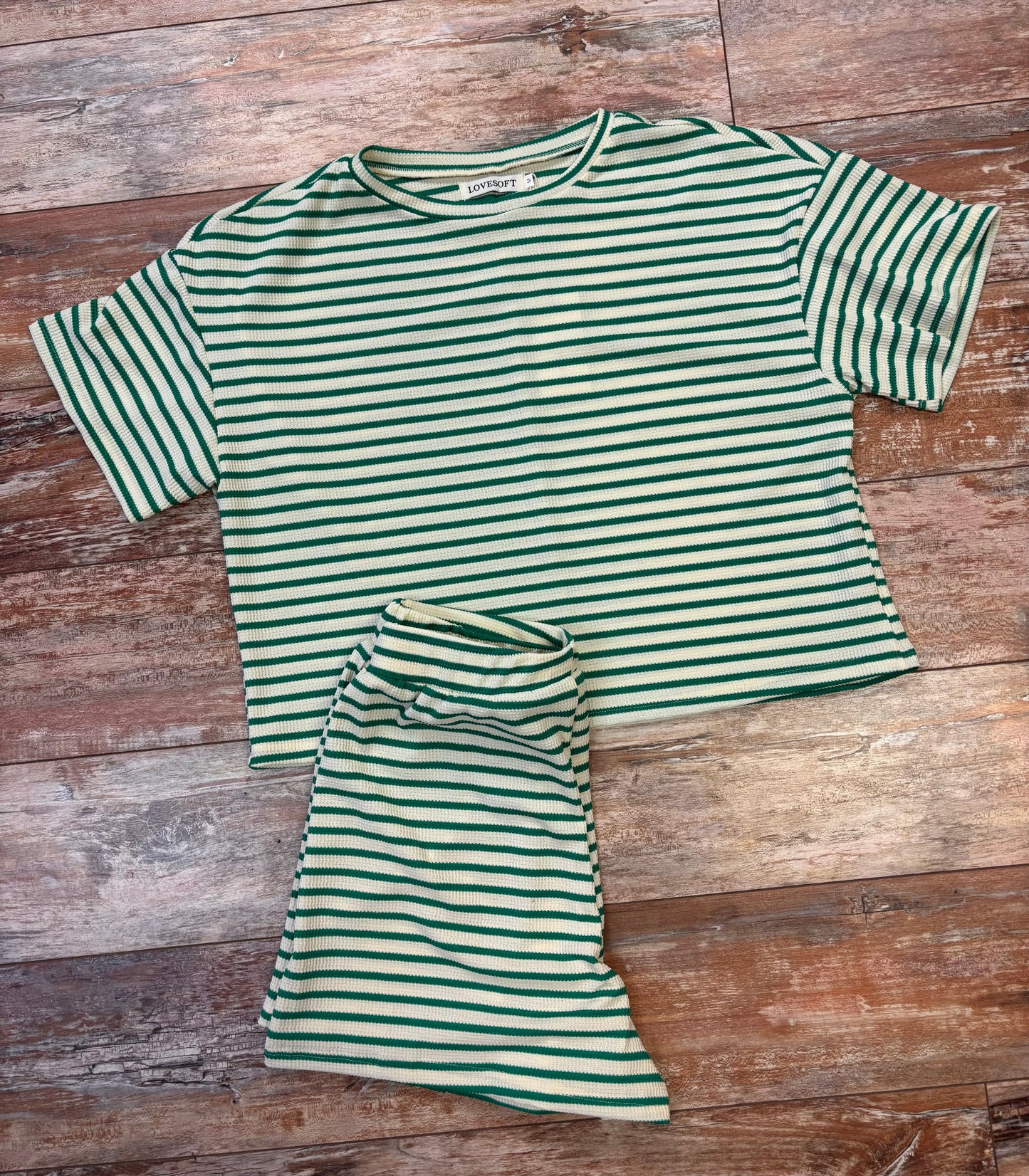 Green Stripe Knit Set