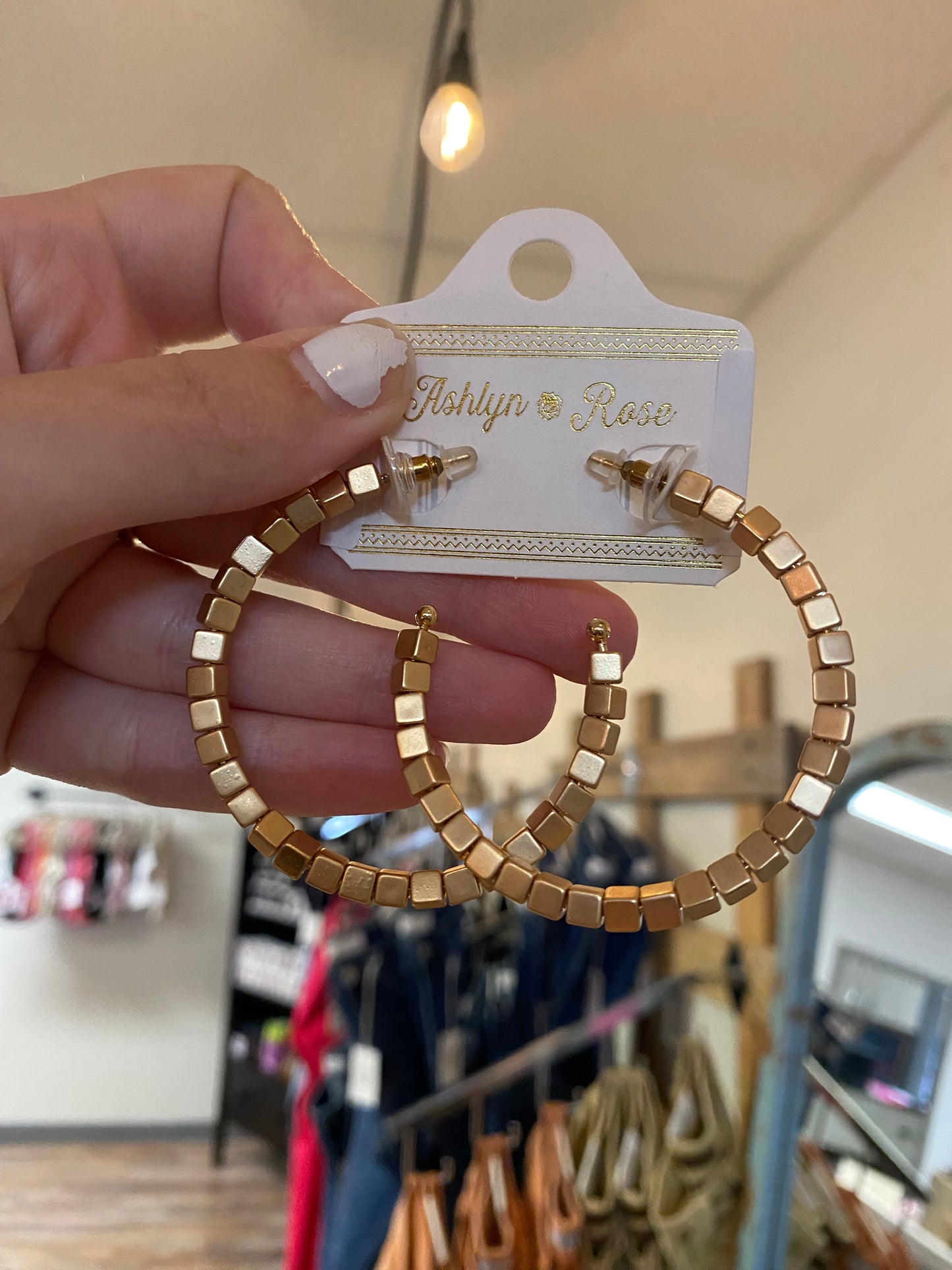 Square Beaded Hoop Earrings