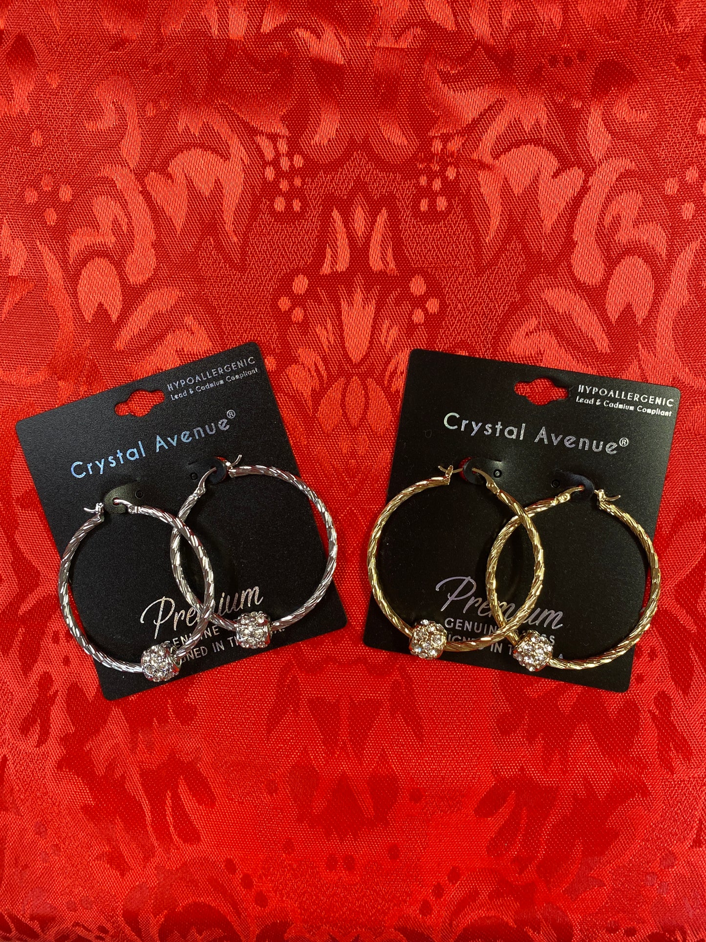 Crystal Silvertone Hoop