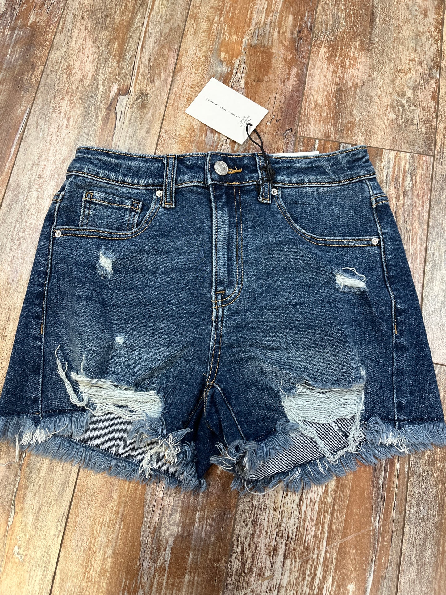 Dark Wash Distressed Denim Shorts