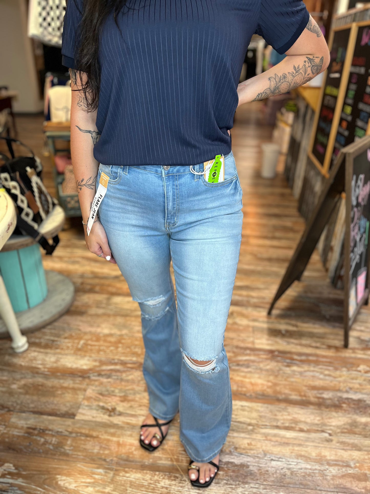 Light Wash Flare Wax Jeans