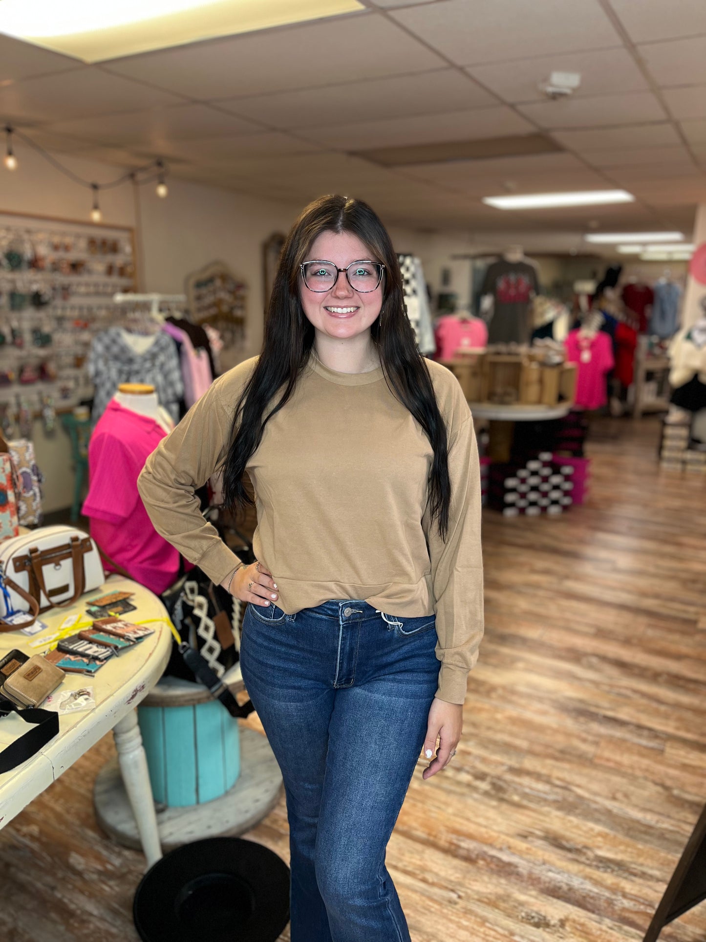 Tan Cropped Sweatshirt