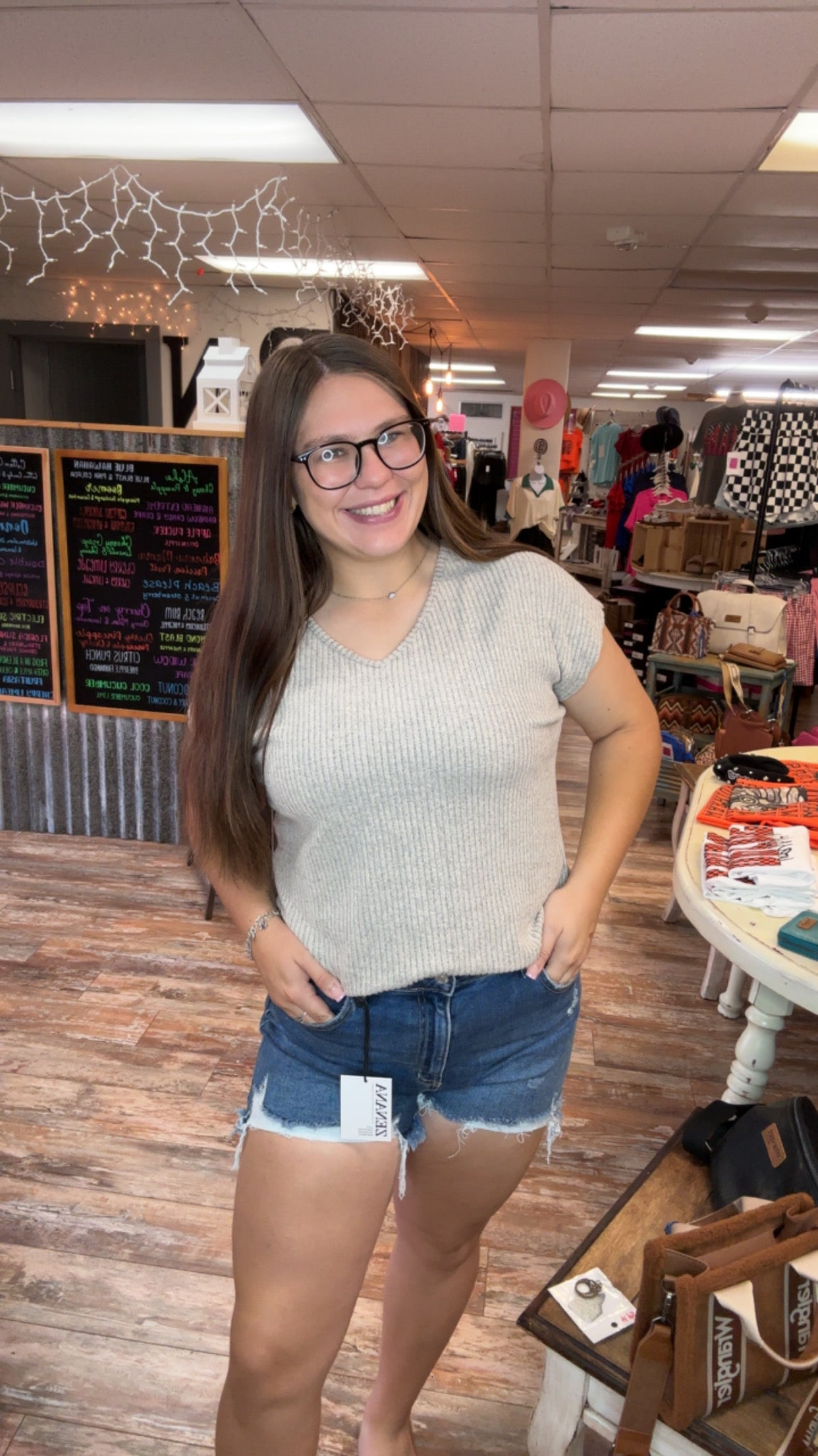 Ribbed Short Sleeve Color Block Bow Top