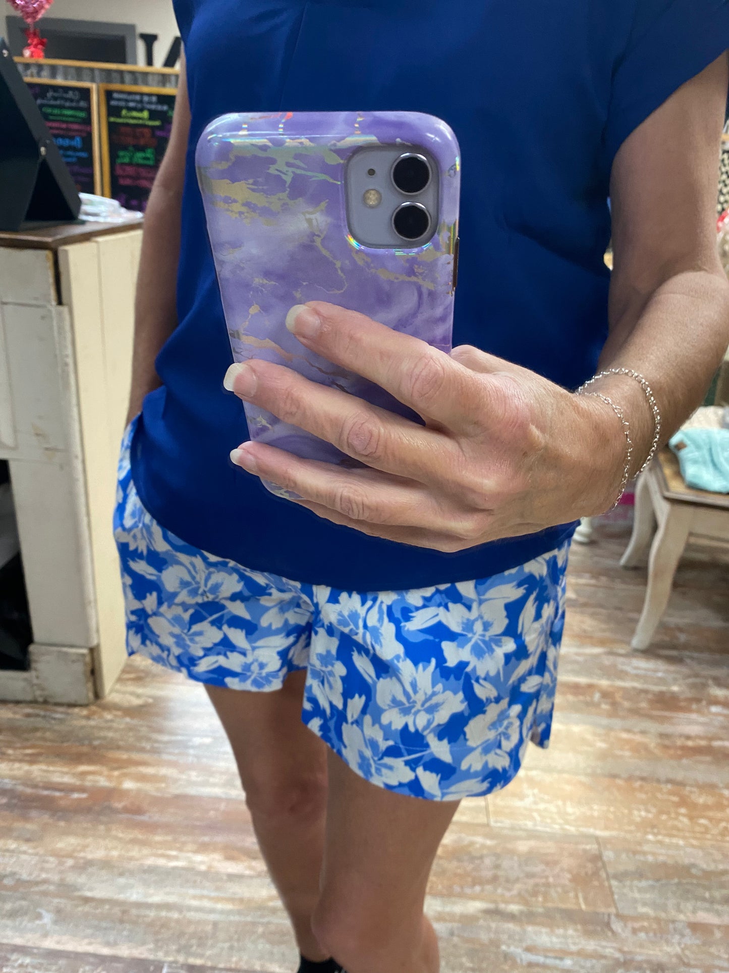Blue Casual Outing Shorts