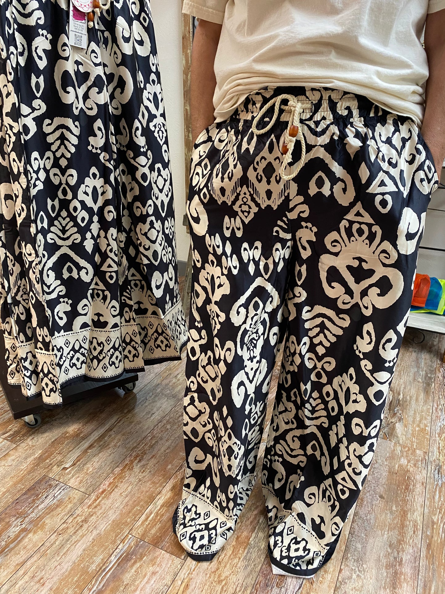 Black Designer Satin Pants