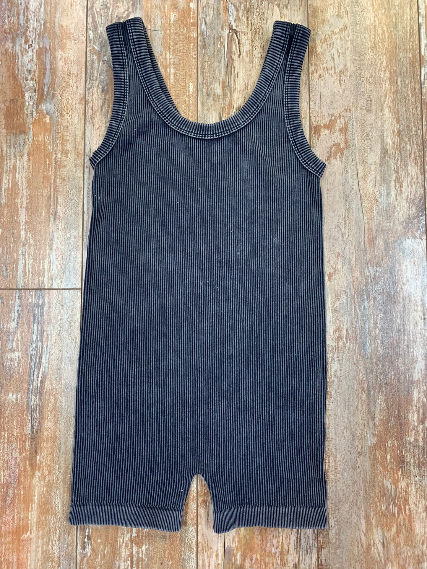Black Stone Washed Sports Romper
