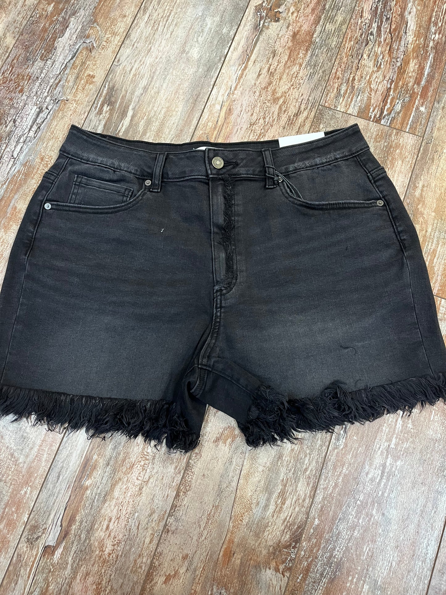 Plus Black Raw Frayed Hem Shorts