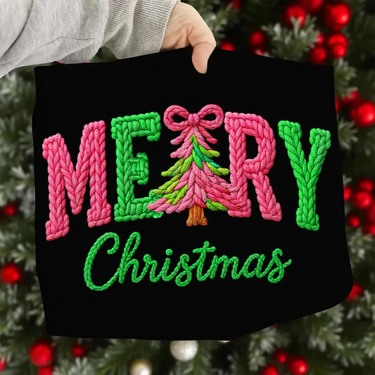 Faux Yarn Merry Christmas Tee Or Pullover