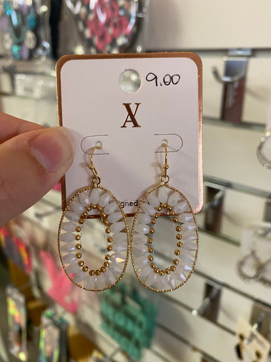 White And Gold Earrings