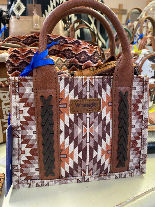 Wrangler Brown Southwestern Dual Sided Mini Tote/Crossbody