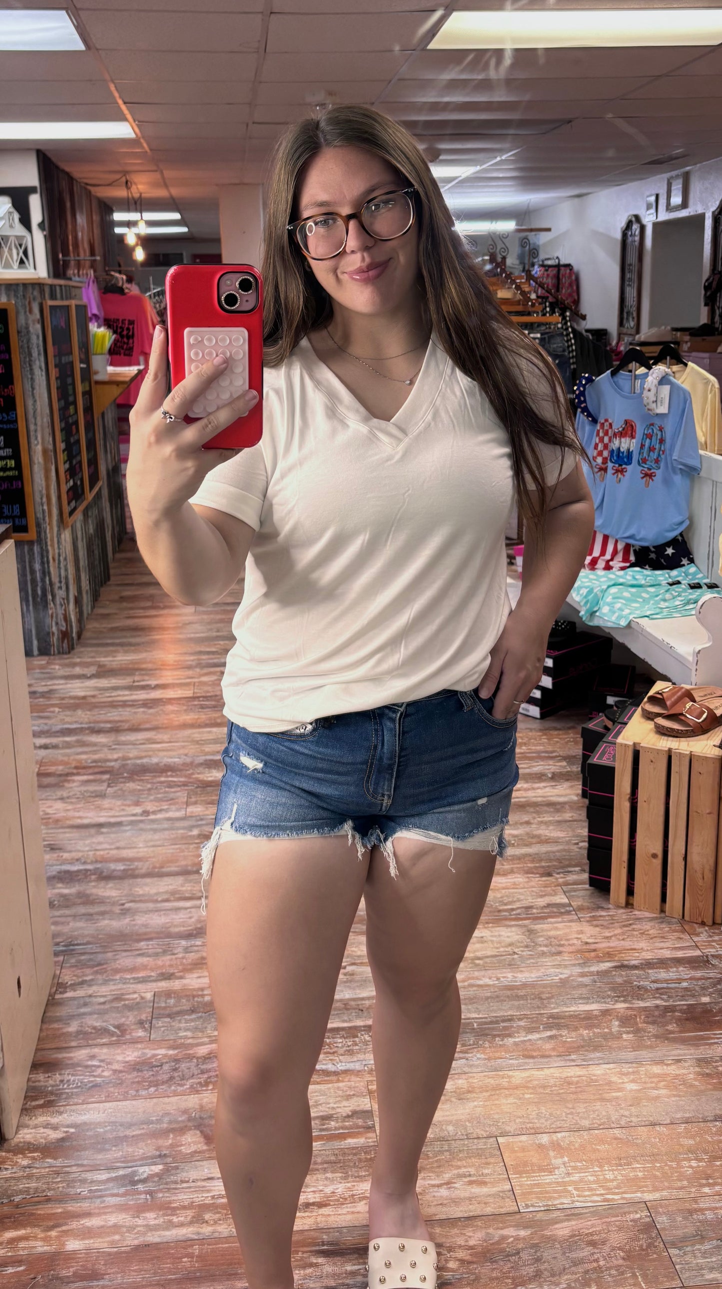 Women's V-Neck Short Sleeve Soft Cotton T-Shirt