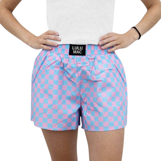 LULU MAC BLUE PINK CHECK BOXER SHORT