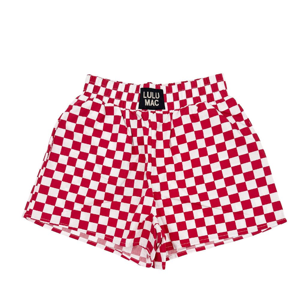 LULU MAC RED CHECK BOXER SHORTS