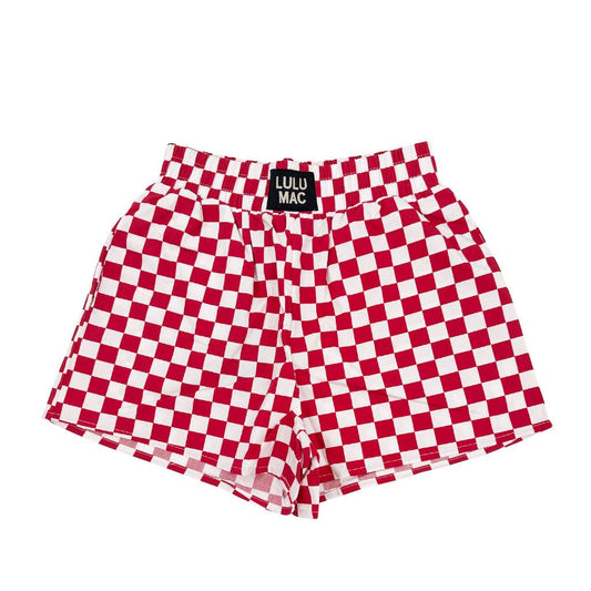 LULU MAC RED CHECK BOXER SHORTS