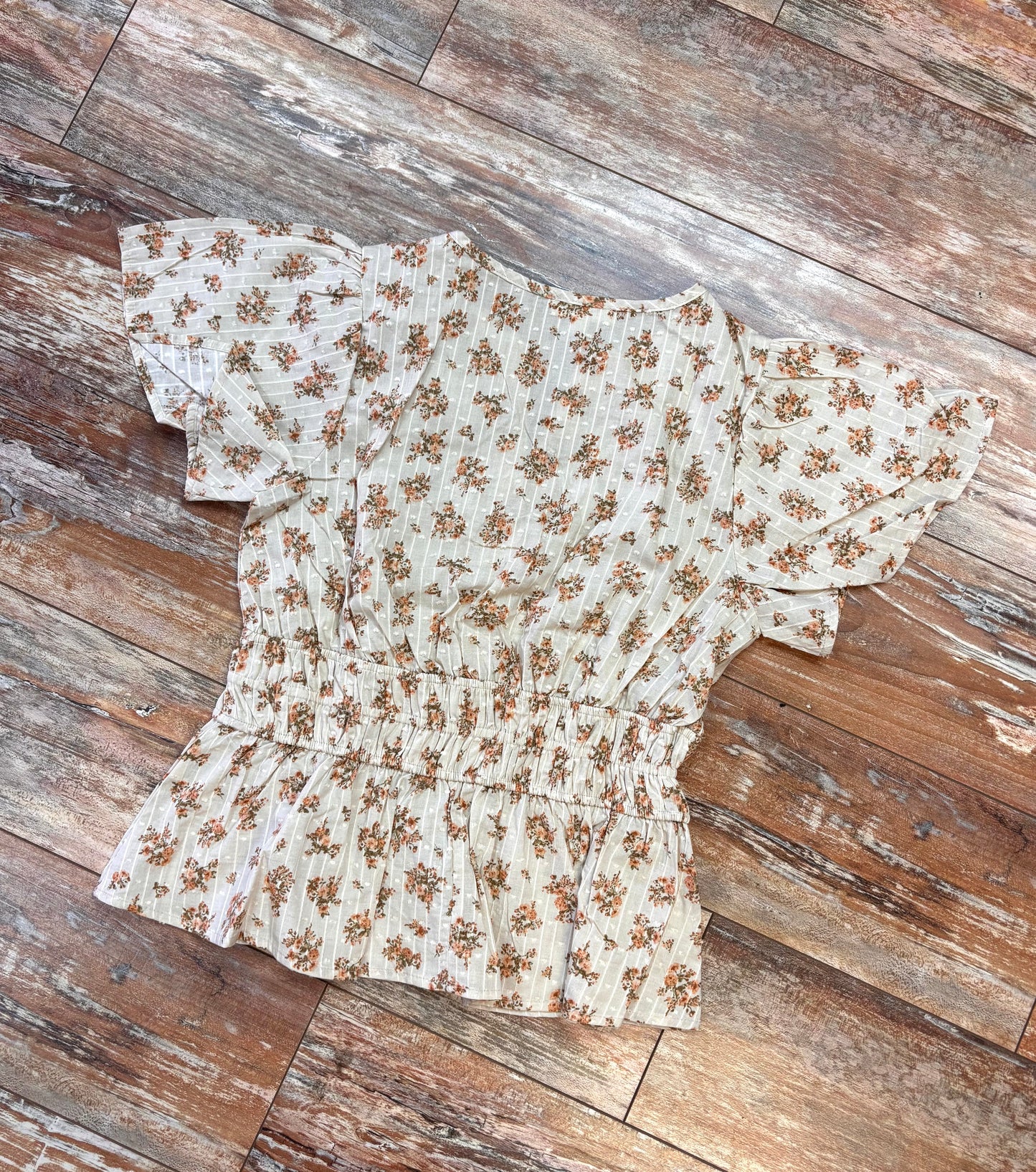Floral Split Neck Short Sleeve Top
