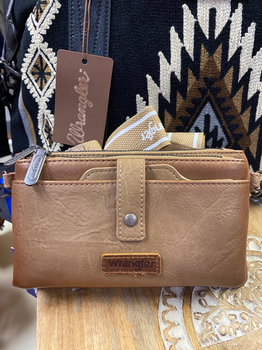 Wrangler Khaki Dual Zipper Compartment Crossbody