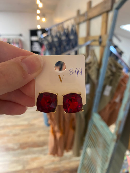 Red Rhinestone Earrings