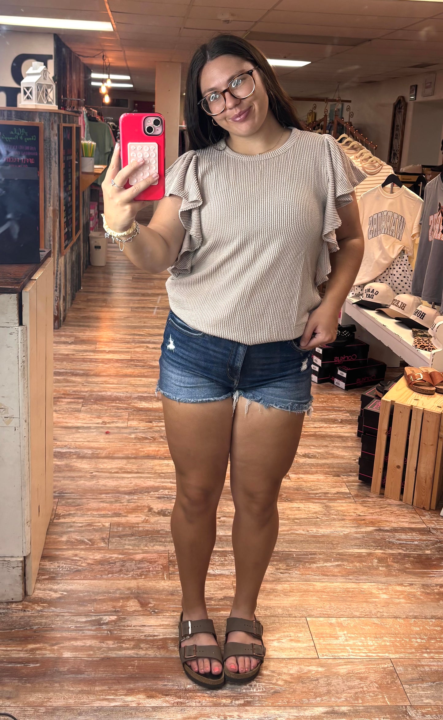 Short Ruffled Sleeve Top