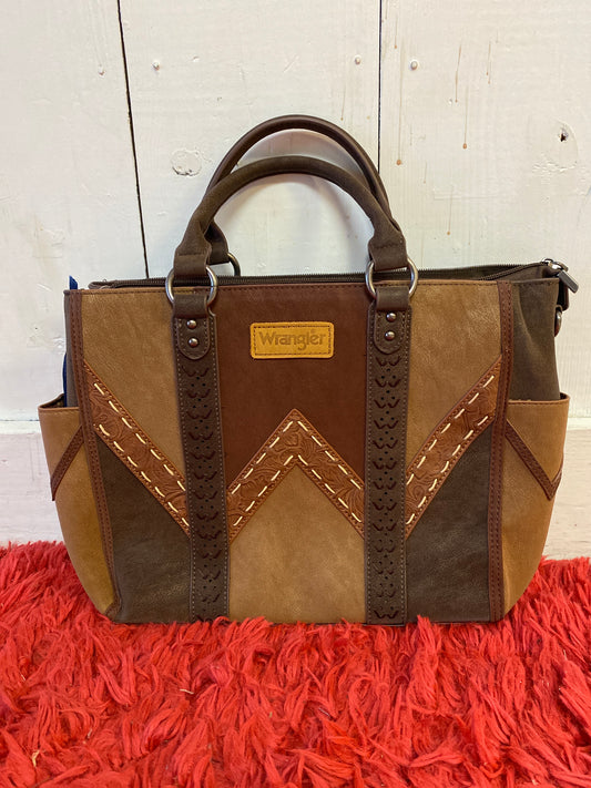 Wrangler Color-Block Chevron Stitch Satchel Tote Bag