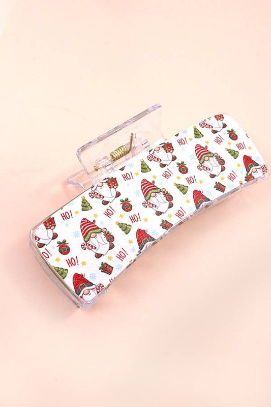 FAUX LEATHER CHRISTMAS HOLIDAY HAIR CLAW CLIP