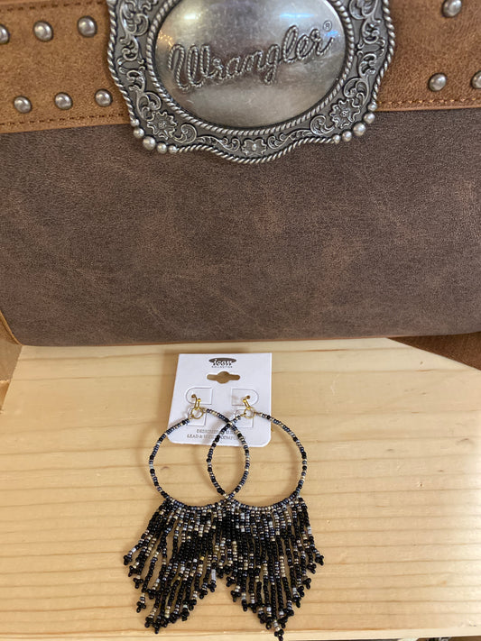 Black Bead Teardrop Fringe