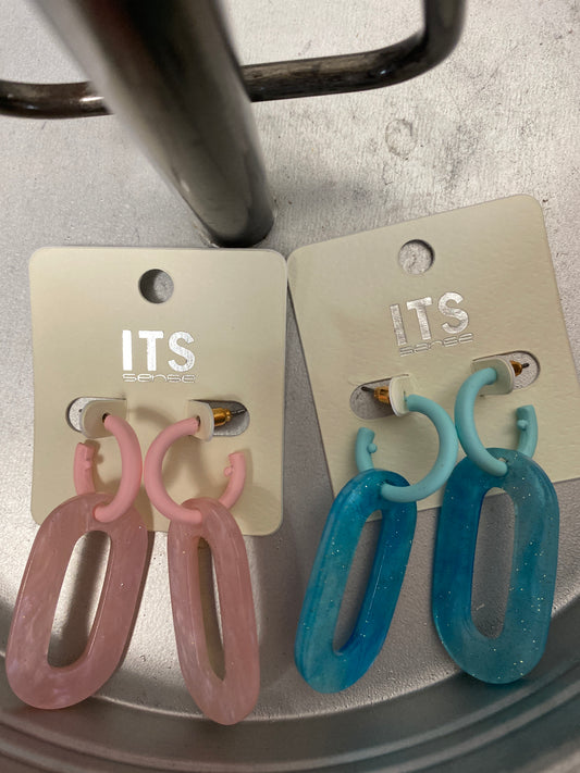 Glitter Oval Resin Earrings