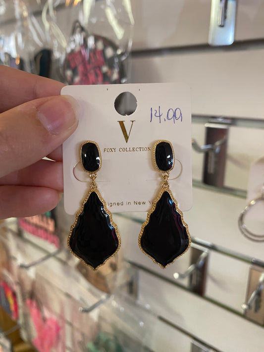 Black And Gold Dangle Earrings