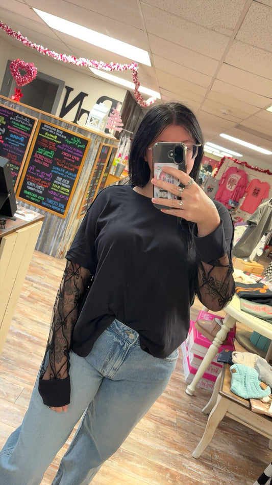 Bow Textured Patchwork Long Sleeve