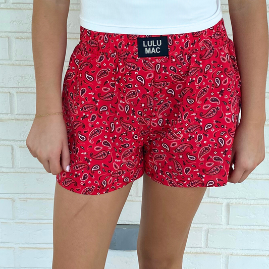 LULU MAC RED PAISLEY BOXER SHORTS