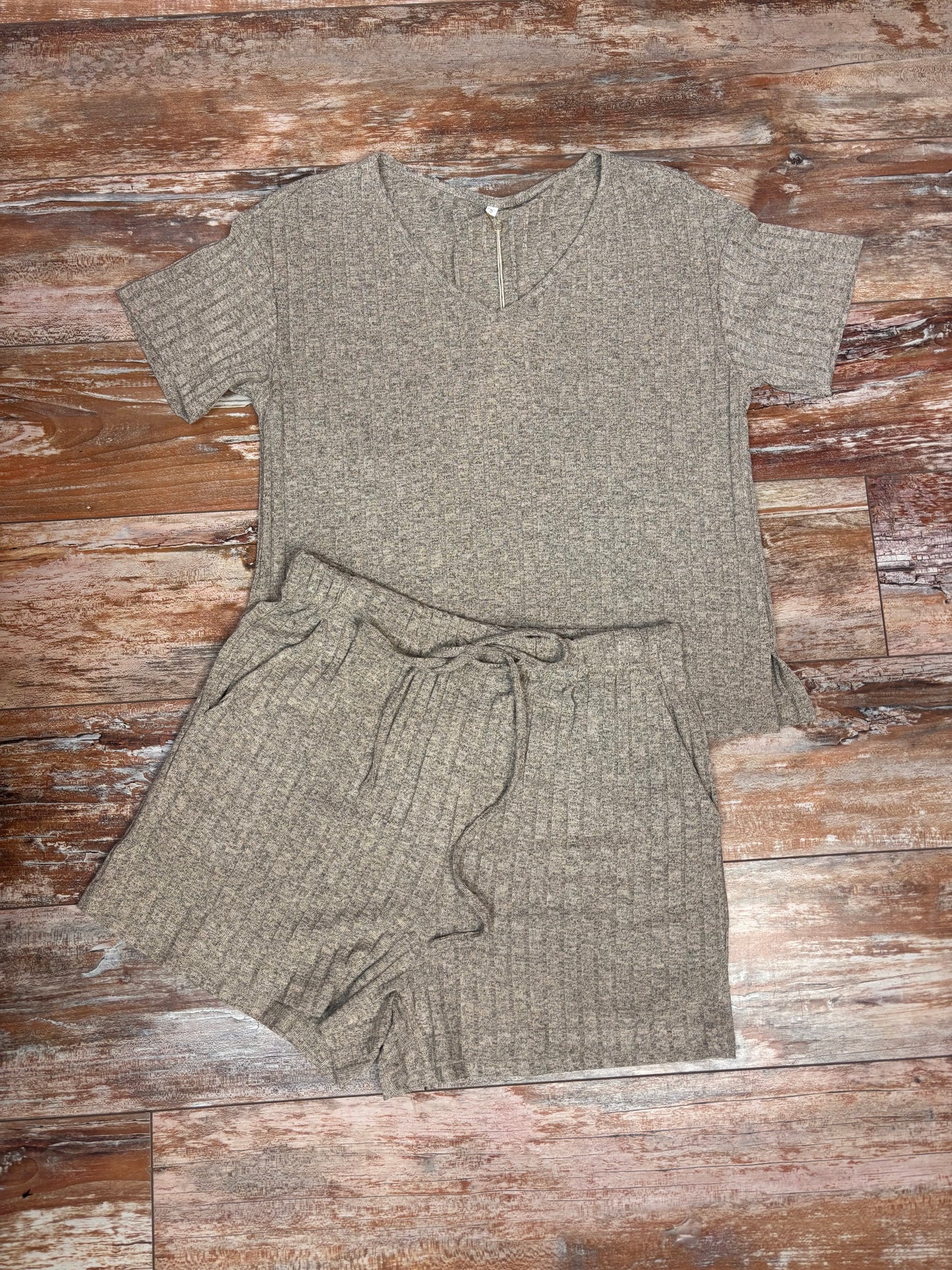 Solid Color Short-Sleeve Lounge Set