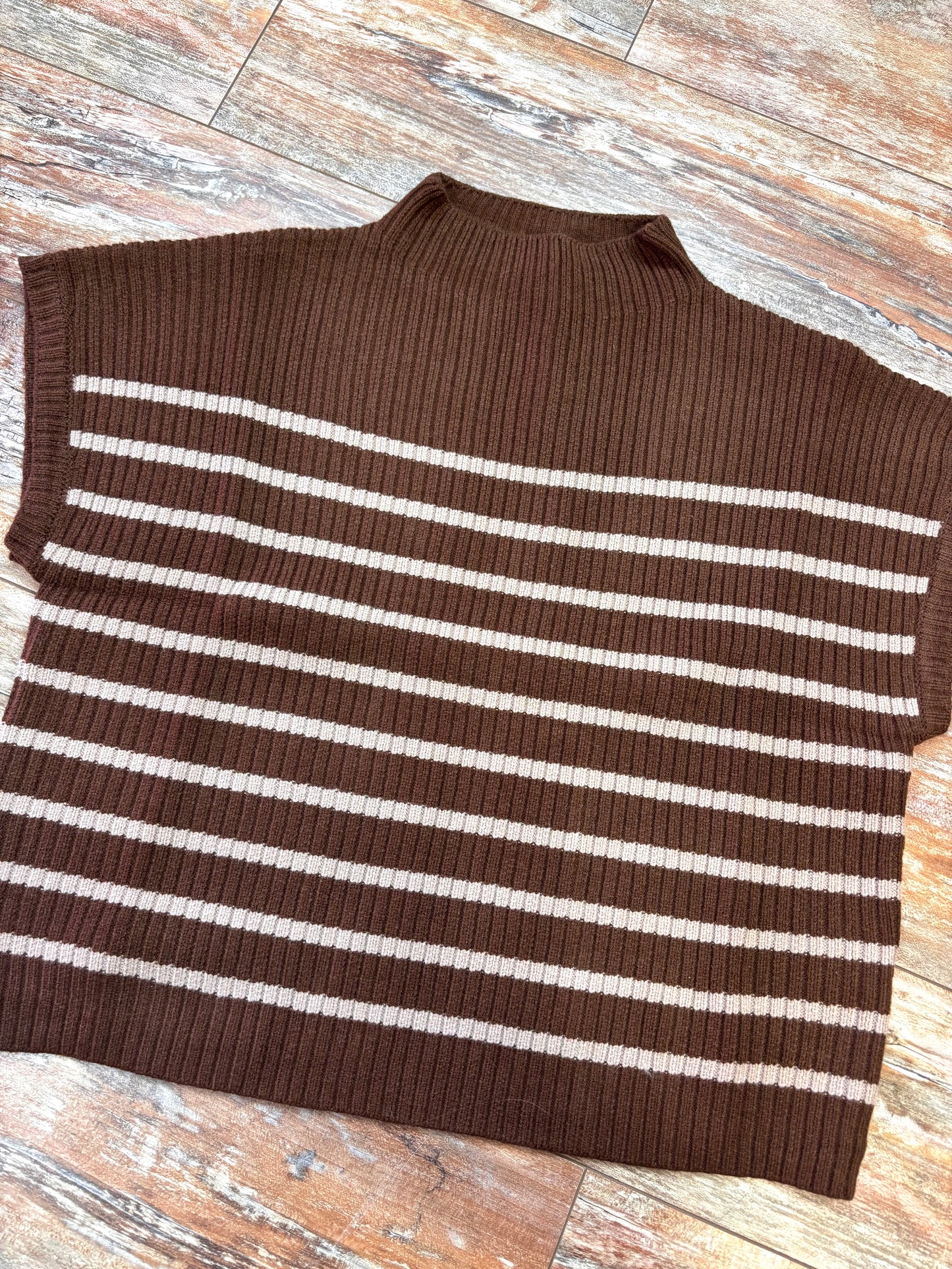 Striped Short Sleeve Knit Sweater