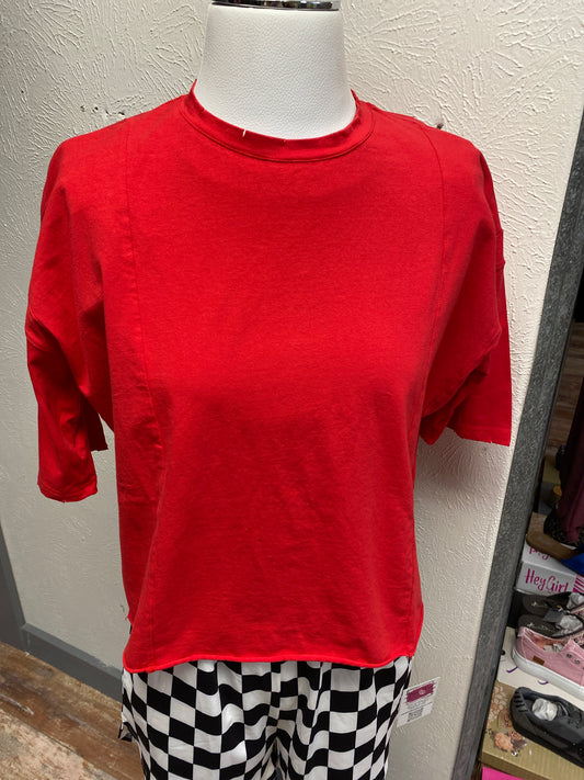 Red Boxy Crop Top