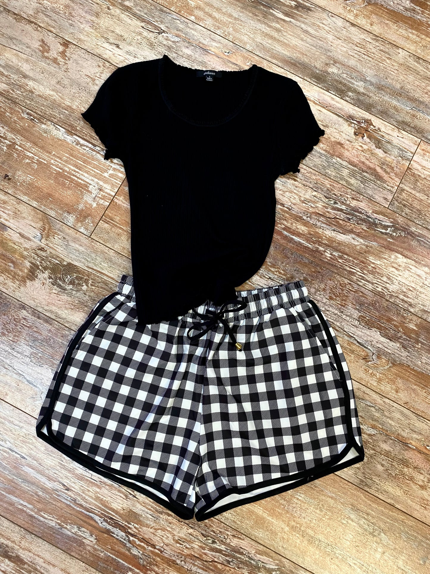 Black Gingham Everyday Shorts