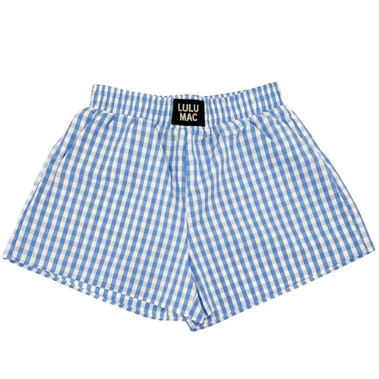 LULU MAC BLUE GINGHAM BOXER SHORTS