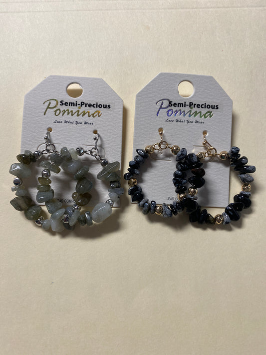 Stone Chip Circle Earring