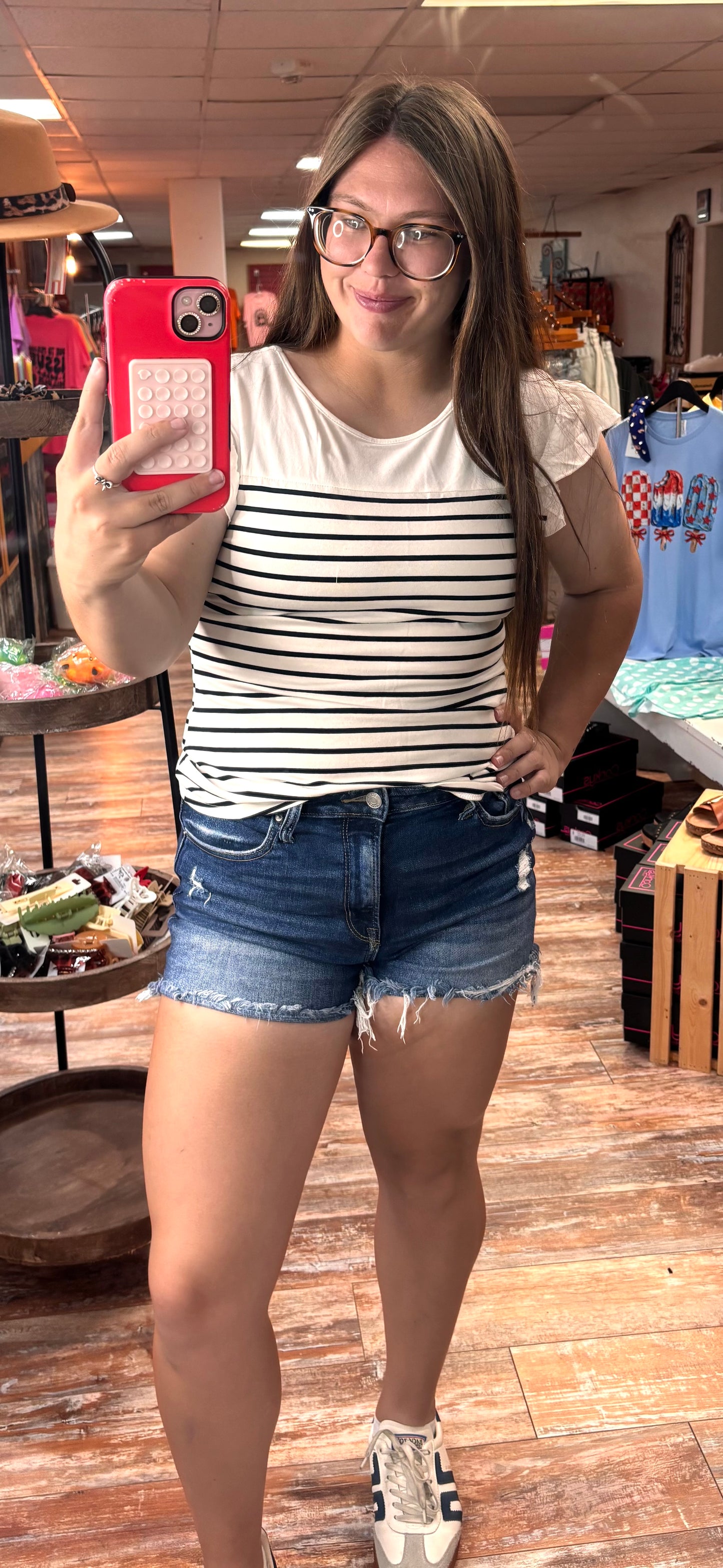 B&W Striped Tank With Bow Back