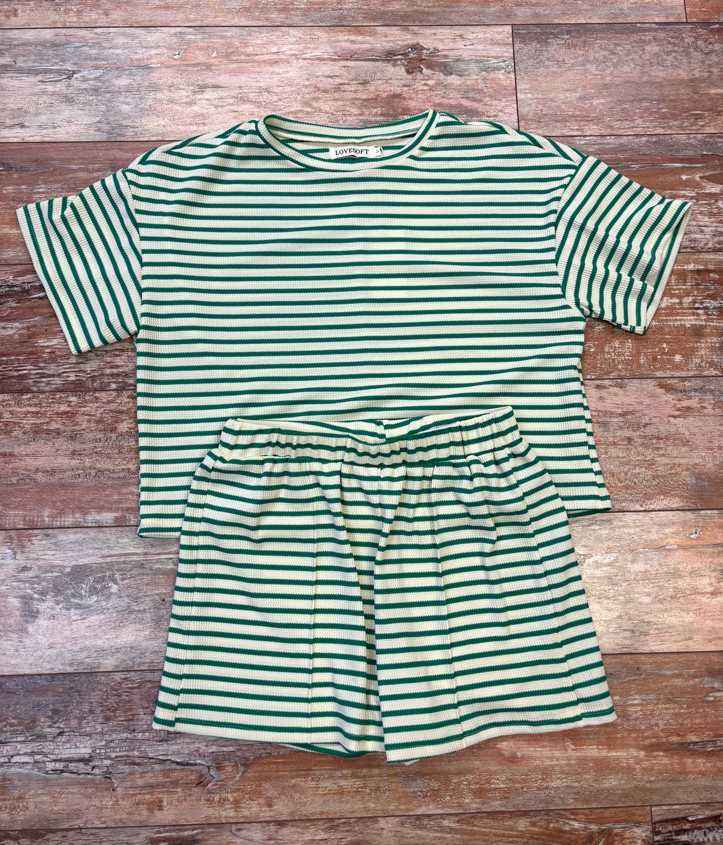 Green Stripe Knit Set