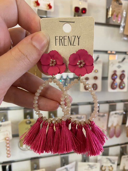 Pink Flower Earrings