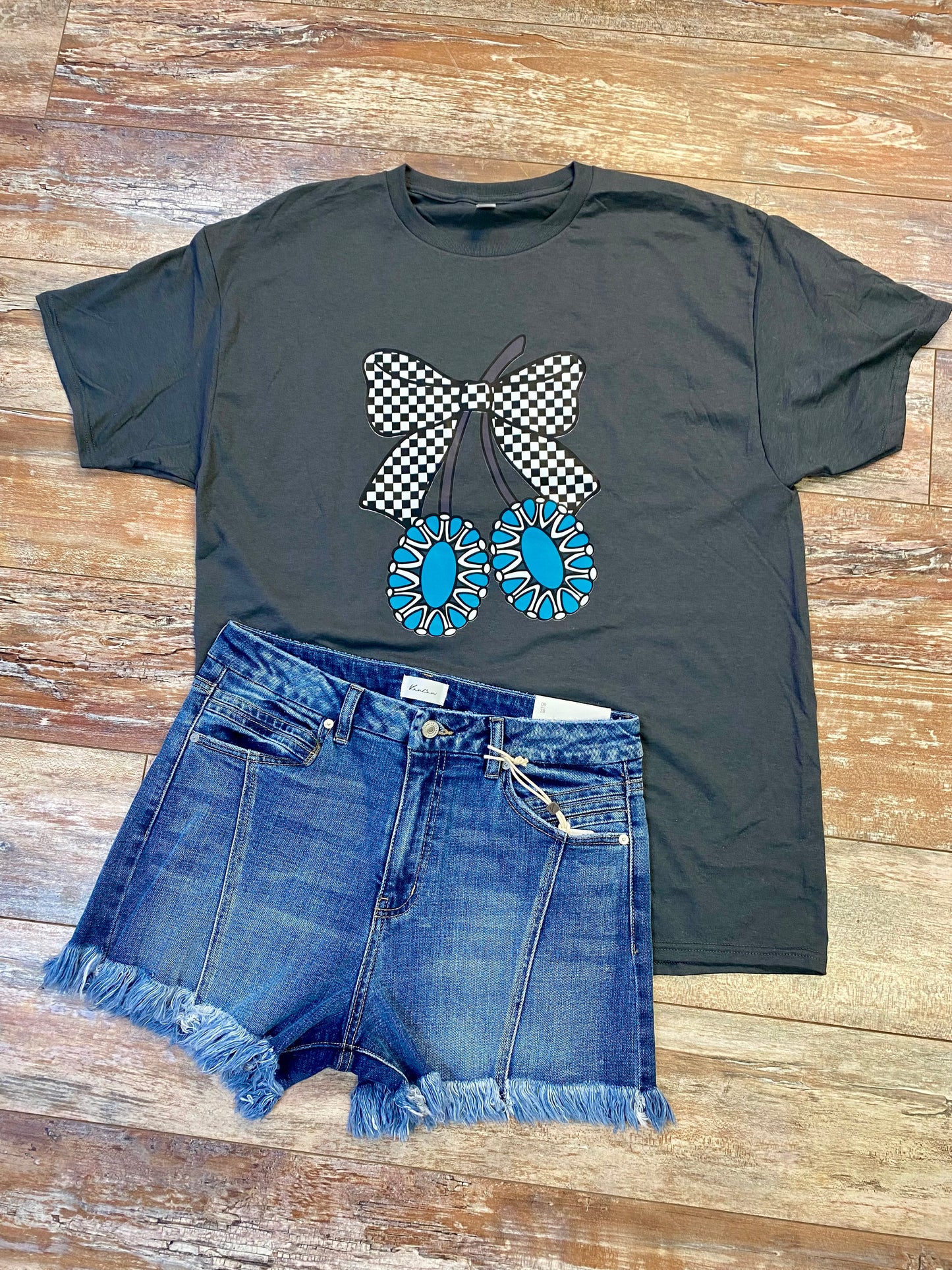 Turquoise Charm Bow Tee