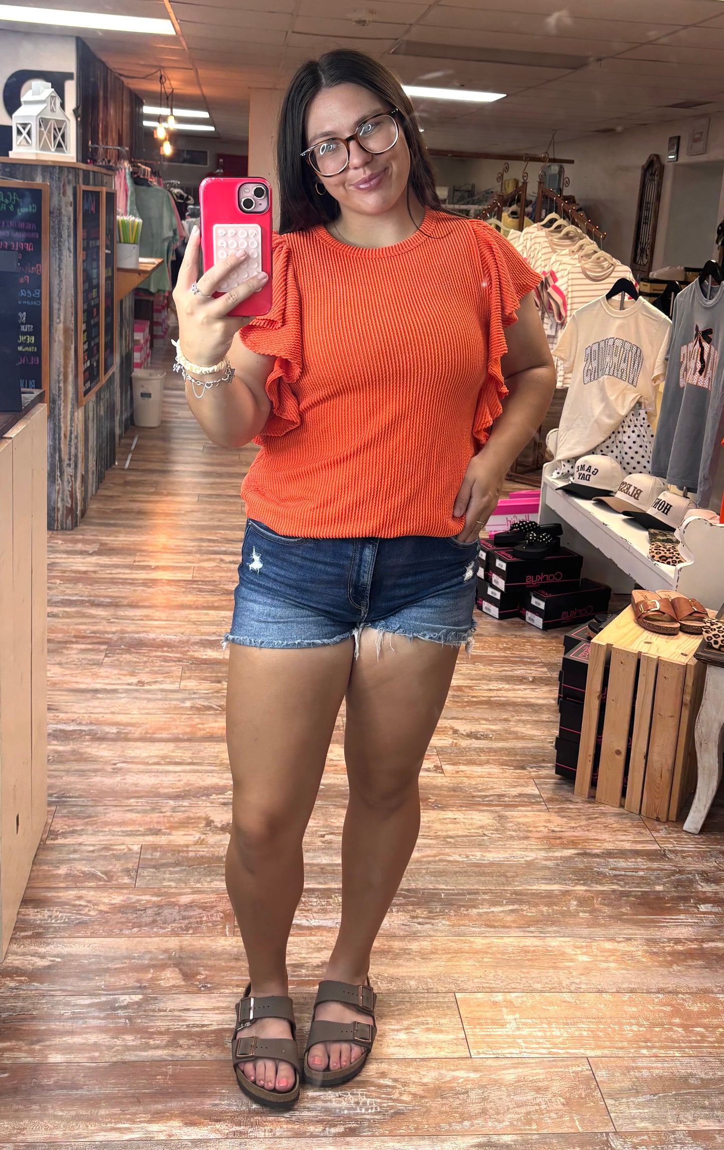 Short Ruffled Sleeve Top