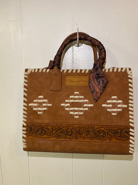 Wrangler Whipstitch Aztec Satchel with Scarf Handle
