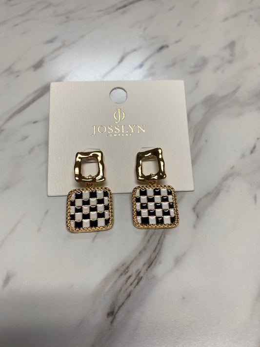 Square Checker Drop Earrings