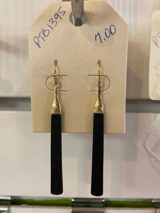Black And Gold Rectangle Earrings