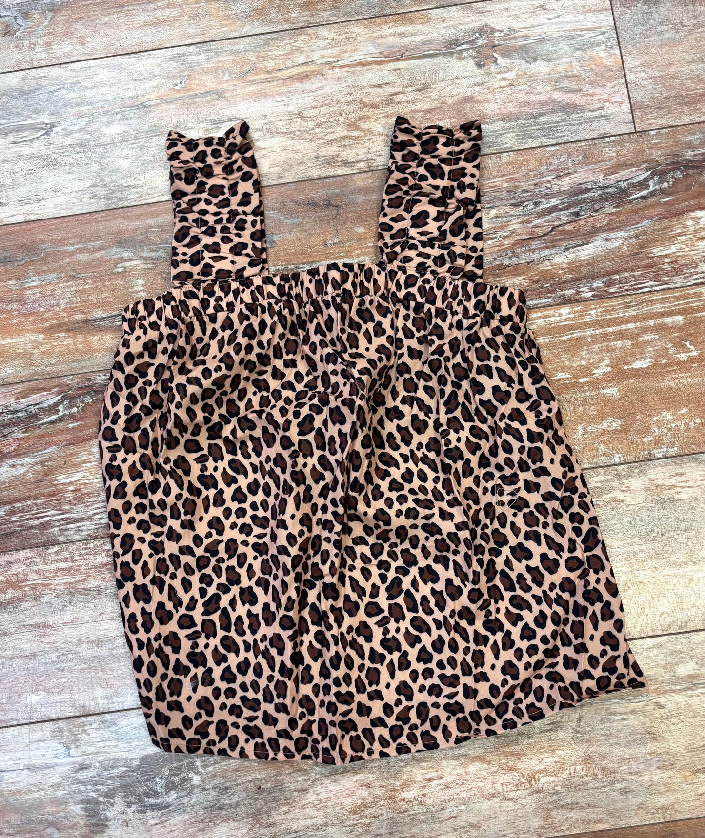 Leopard Print Ruffle Strap Tank Top
