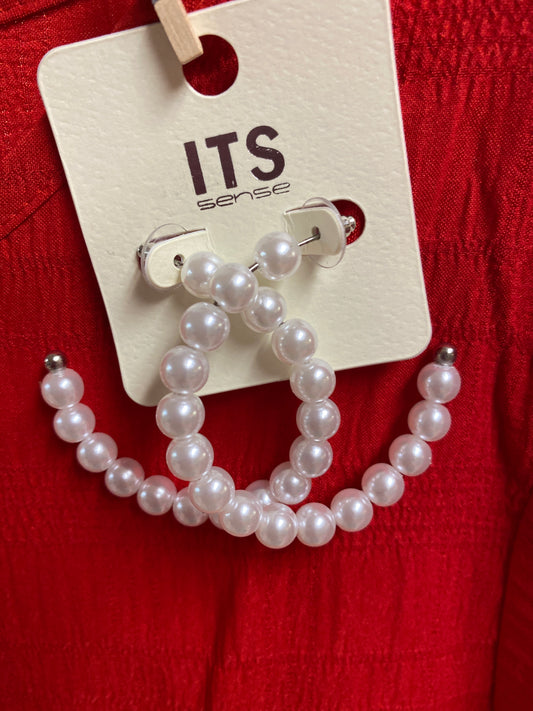 Round Pearl Hoops