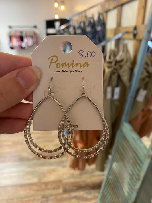 Silver Teardrop With Diamonds Earrings