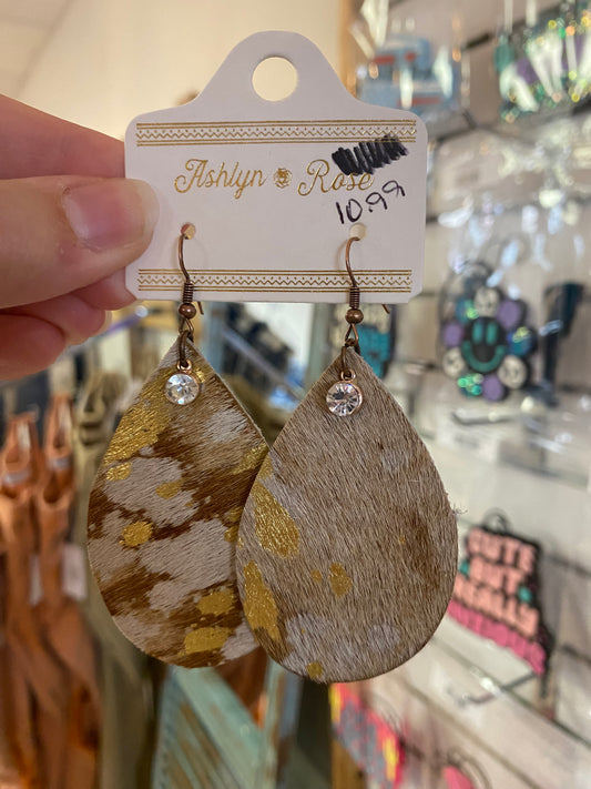 Cowhide Teardrop Earrings